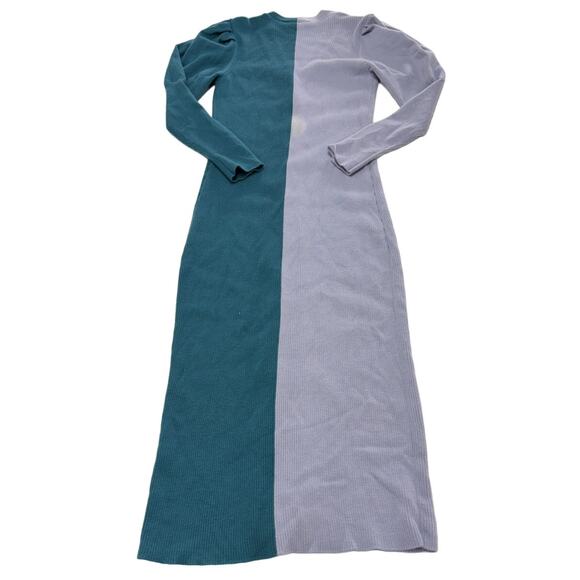 Busayo Dress Women Medium Purple‎ Blue Ribbed Sweater Knit Midi Button Wool - Picture 5 of 13